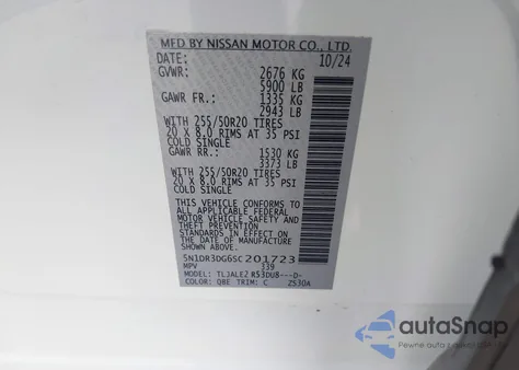 2025 Nissan Pathfinder Platinum Fwd из США, поврежденный, VIN 5N1DR3DG6SC201723